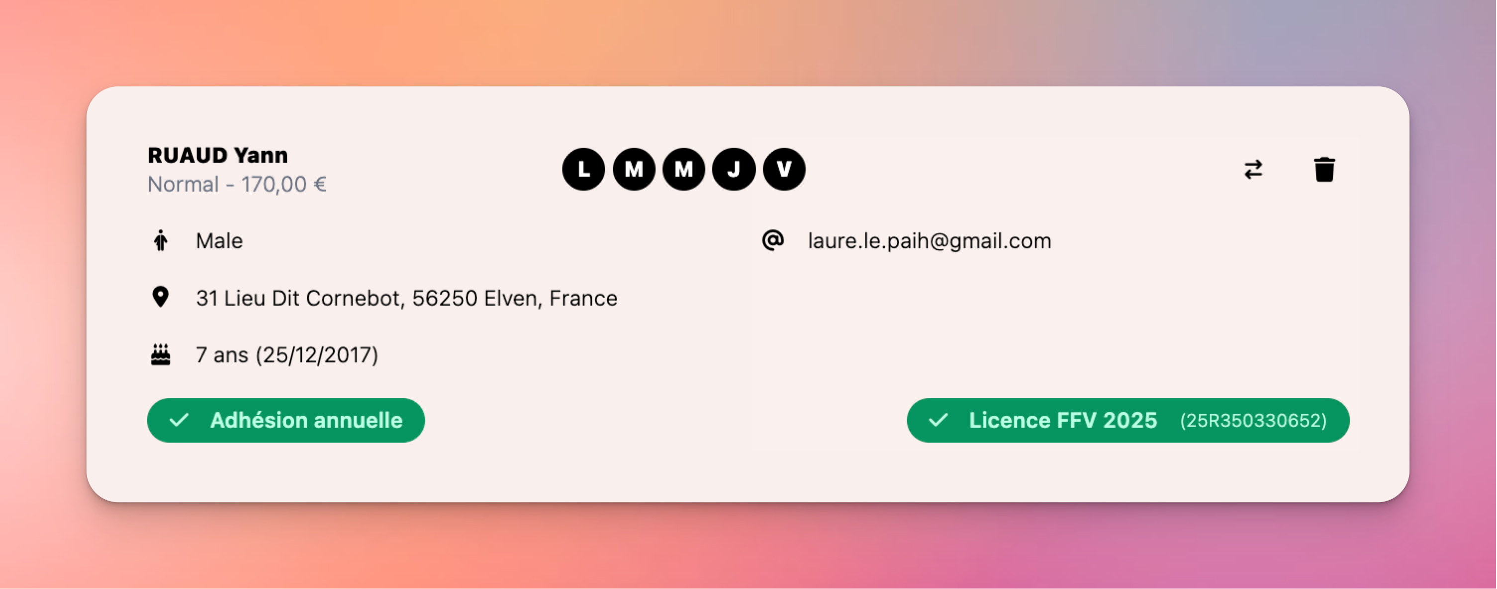 Collecte d'informations participants