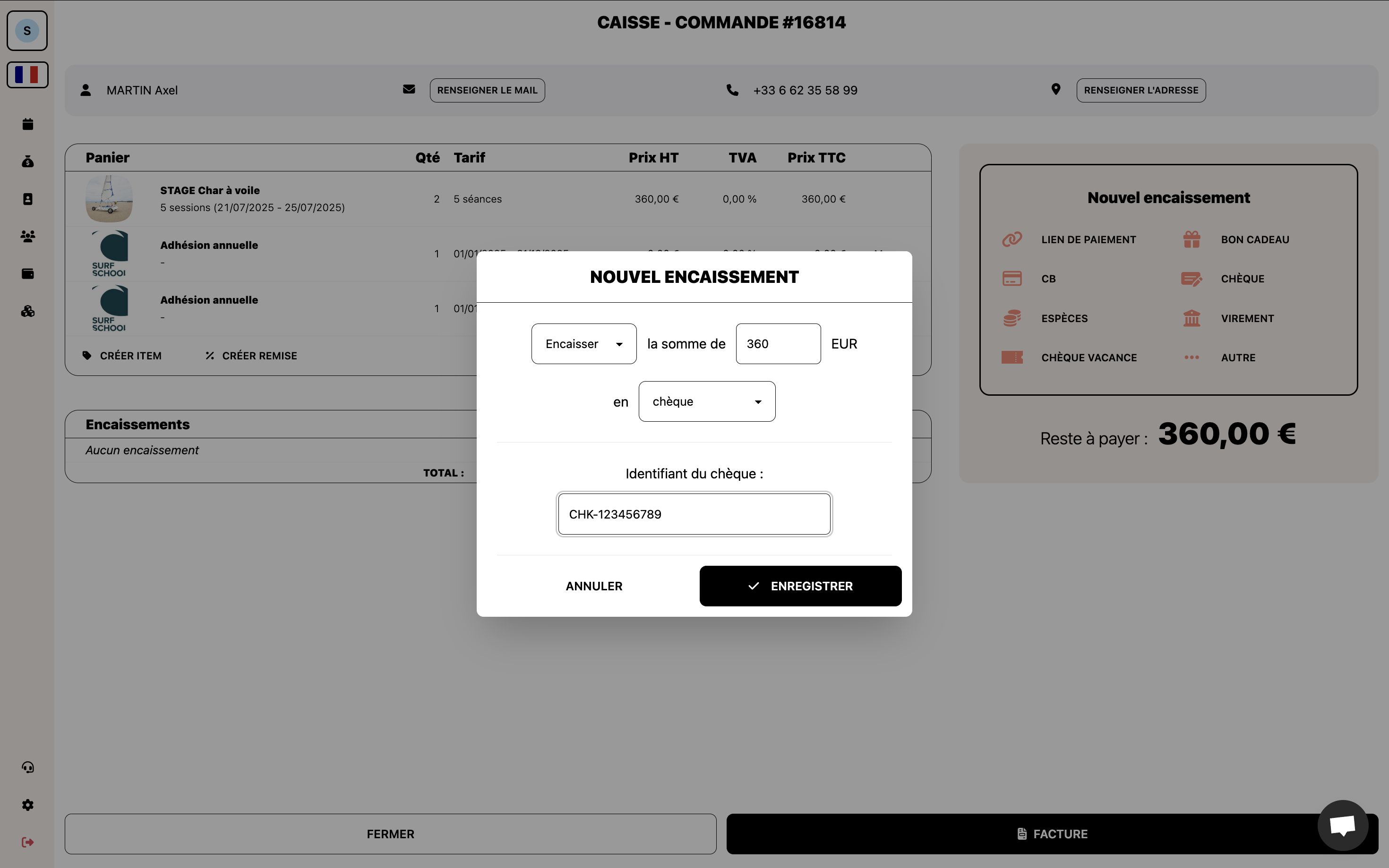 Caisse Izidoor - encaissement